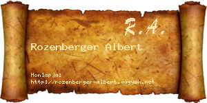 Rozenberger Albert névjegykártya